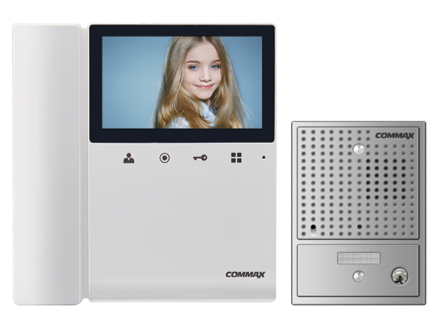 Commax 4.3 Expandable Col Video Intercom Kit with Pinhole Gate Station